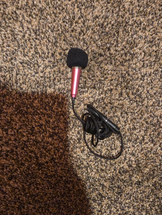 Other - Pink Wired Mini Microphone with Foam Windshield - Compact Computer Accessory
